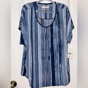 Allison Daley 2X NWT, blue & white short sleeve